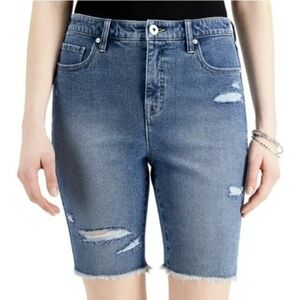 Style & Co. Women's Ripped Denim Bermuda Shorts Santa Ana Size 16